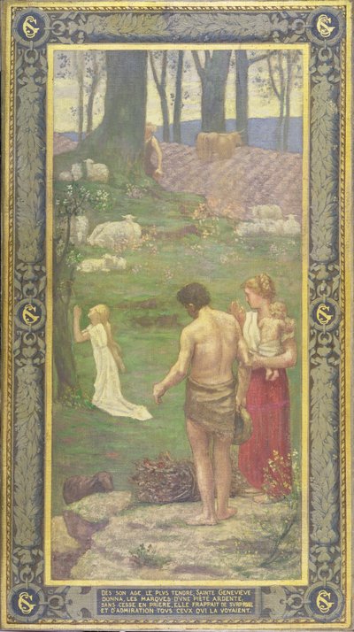 St. Genevieve als kind in gebed, 1879 door Pierre Puvis de Chavannes